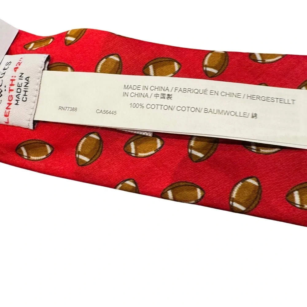 Crewcuts J.Crew Boys Cotton Necktie Red Football Print Kids Tie‎ 42
